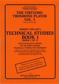 <strong><font color="black"> 5A) The Virtuoso Trombone Player. Vol. 5.</strong> <BR>Robert Muller-Per Gade. Book 1. <br>(Bass and tenor clef).<br></strong><font color="blue">Click on picture to read more.