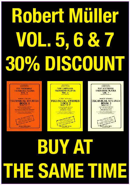 <strong><font color="red">5) 30%.<br>BARITONE/EUPH. METHODS. 3 BOOKS. <br> ROBERT MULLER's TECHNICAL STUDIES <br> VOL. 1, 2, & 3<br> <font color="black">MAIL INCLUDED